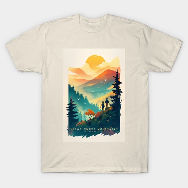 Great Smoky Mountains national park travel poster T-Shirt by GreenMary Design